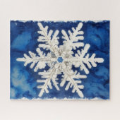 Blue and White Snowflake Art Winter Holiday Puzzle ジグソーパズル (横)