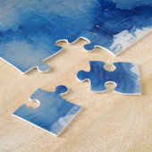 Blue and White Snowflake Art Winter Holiday Puzzle ジグソーパズル (側面)