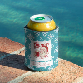 Blue and White Snowflakes Christmas patterns 缶クーラー