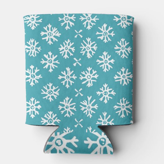 Blue and White Snowflakes Christmas patterns 缶クーラー (裏面)