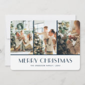 Blue  and White Snowflakes Photo Christmas Card シーズンカード (正面)