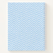 Blue And White Squiggly Chevron Zigzag With Name ノートブック (裏面)