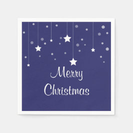 Blue and White Stars Holiday スタンダードカクテルナプキン