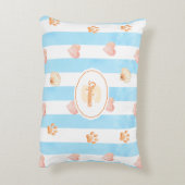 Blue and White Stripe - Hearts,, Paw Print, Shell アクセントクッション (裏面(縦))