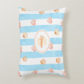Blue and White Stripe - Hearts,, Paw Print, Shell アクセントクッション (正面(垂直))
