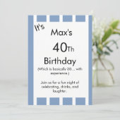 Blue and White Striped Birthday Invitation – 招待状 (スタンド正面)