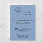 Blue and White Striped Birthday Invitation – 招待状 (裏面)