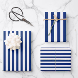 Blue and White Stripes ラッピングペーパーシート