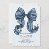 Blue and White Stripes Baby Shower 招待状 (正面)