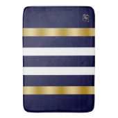 Blue and white stripes pattern gold accents バスマット (正面縦)