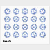 Blue and White Talavera Personalize Sticker ラウンドシール (シート)