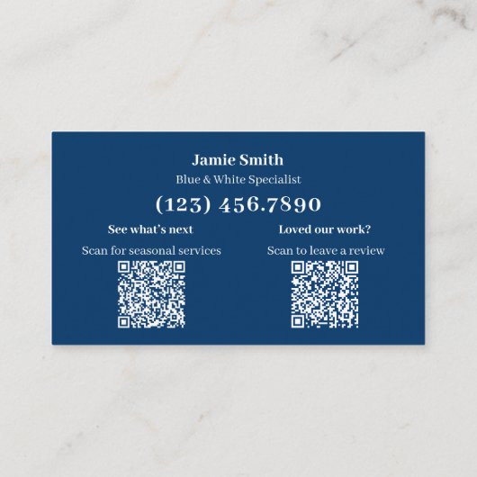 Blue and White - Thank You with Review Prompt 名刺 (裏面)