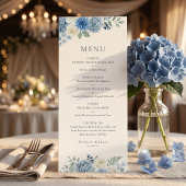 Blue And White Watercolor Floral Flat Menu メニュー