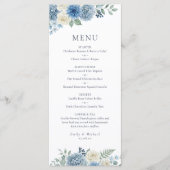 Blue And White Watercolor Floral Flat Menu メニュー (正面)