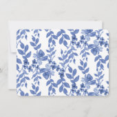 Blue and White Watercolor Floral Print Frame ノートカード (裏面)