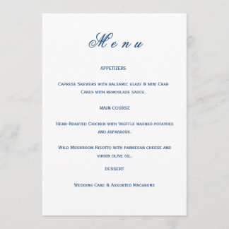 Blue and White Wedding メニュー