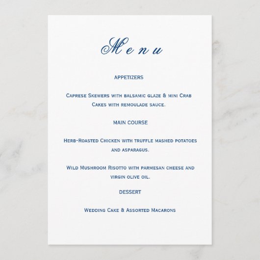 Blue and White Wedding  メニュー (正面)