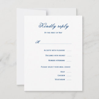 Blue and White Wedding 出欠カード