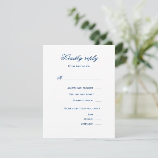Blue and White Wedding 出欠カード (スタンド正面)