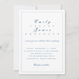 Blue and White Wedding Invitation 招待状
