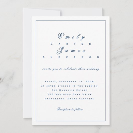Blue and White Wedding Invitation 招待状 (正面)