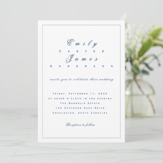 Blue and White Wedding Invitation 招待状 (スタンド正面)