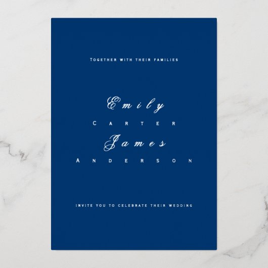 Blue and White Wedding Invitation 箔招待状 (正面)