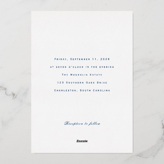 Blue and White Wedding Invitation 箔招待状 (裏面)