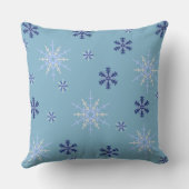 Blue and White Winter Snowflake Pattern クッション (裏面)