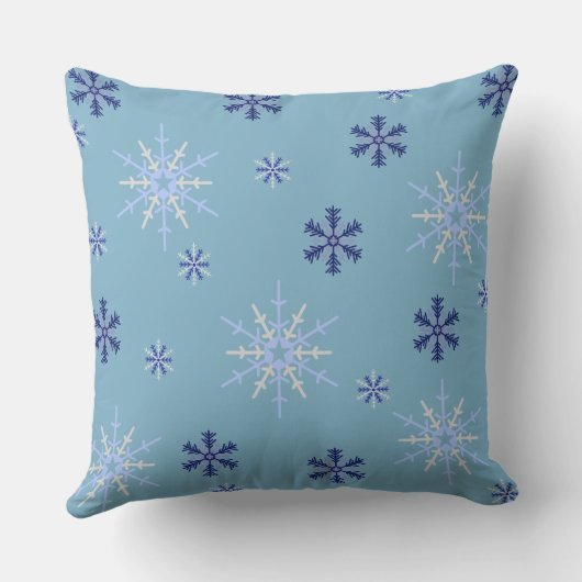 Blue and White Winter Snowflake Pattern クッション (裏面)