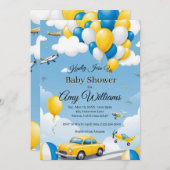 Blue and Yellow Boy Baby Shower Invitation 招待状 (正面/裏面)