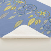 Blue and Yellow Dream Catchers シェルパブランケット (3/4)