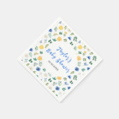 Blue and Yellow Floral Baby Shower スタンダードカクテルナプキン (角)