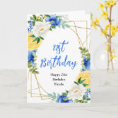 Blue and Yellow Floral Birthday カード (黄色い花)