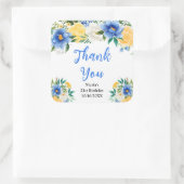 Blue and Yellow Floral Birthday Thank You スクエアシール (バッグ)