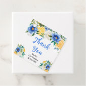 Blue and Yellow Floral Birthday Thank You フェイバータグ (インサイチュ)