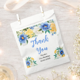 Blue and Yellow Floral Birthday Thank You フェイバーバッグ