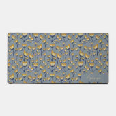 Blue and yellow Floral Desk Mat デスクマット (正面)