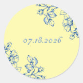 Blue and Yellow Floral Stickers ラウンドシール (正面)