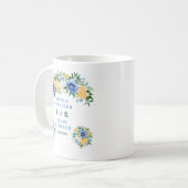 Blue and Yellow Floral Wedding コーヒーマグカップ (正面左)