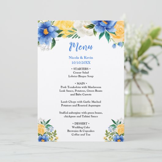 Blue and Yellow Floral Wedding メニュー (スタンド正面)