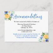 Blue and Yellow Floral Wedding Accommodations エンクロージャーカード (正面)