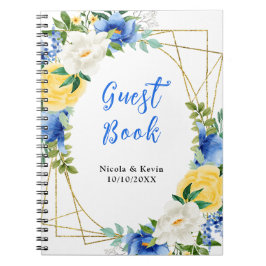 Blue and Yellow Floral Wedding Guest Book ノートブック