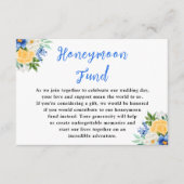 Blue and Yellow Floral Wedding Honeymoon Fund エンクロージャーカード (正面)