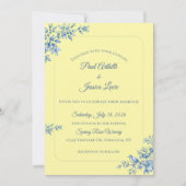 Blue and Yellow Floral Wedding Invitation 招待状 (正面)