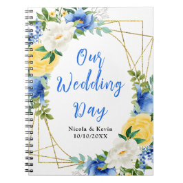 Blue and Yellow Floral Wedding Planner ノートブック