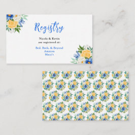 Blue and Yellow Floral Wedding Registry エンクロージャーカード