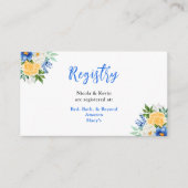 Blue and Yellow Floral Wedding Registry エンクロージャーカード (正面)