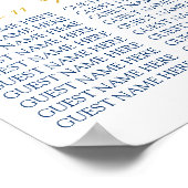 Blue and Yellow Floral Wedding Seating Chart ポスター (角)