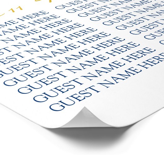 Blue and Yellow Floral Wedding Seating Chart ポスター (角)